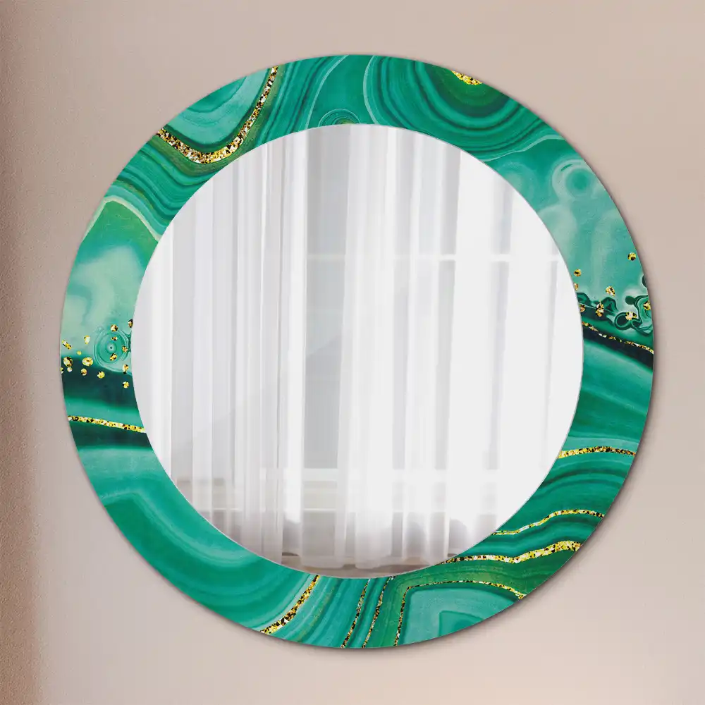 Oglindă rotundă decorativă cu aspect de marmură de agat