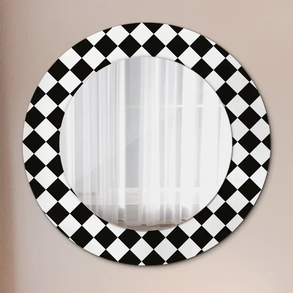 Oglindă decorativă rotundă cu design de masă de șah