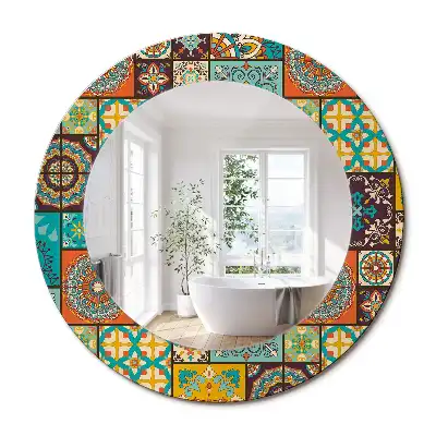 Oglindă rotundă decorativă cu model arab