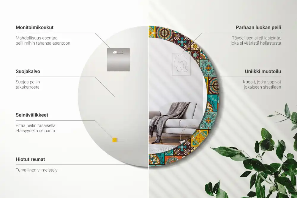 Oglindă rotundă decorativă cu model arab