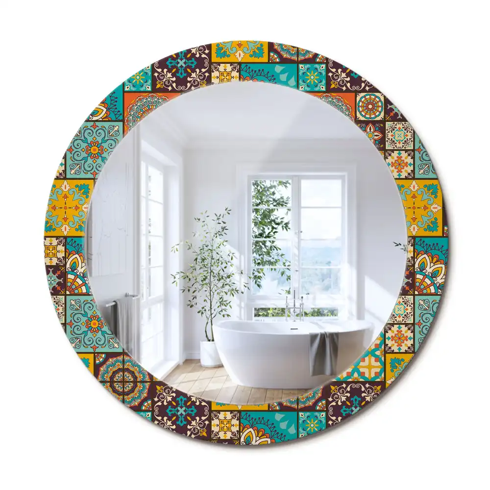 Oglindă rotundă decorativă cu model arab