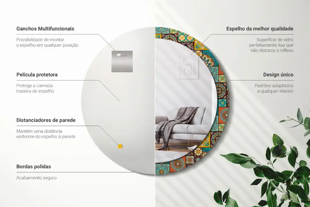 Oglindă rotundă decorativă cu model arab