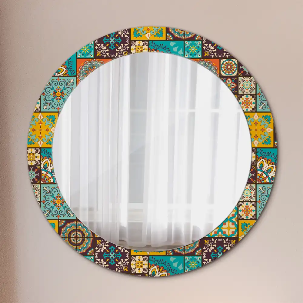 Oglindă rotundă decorativă cu model arab