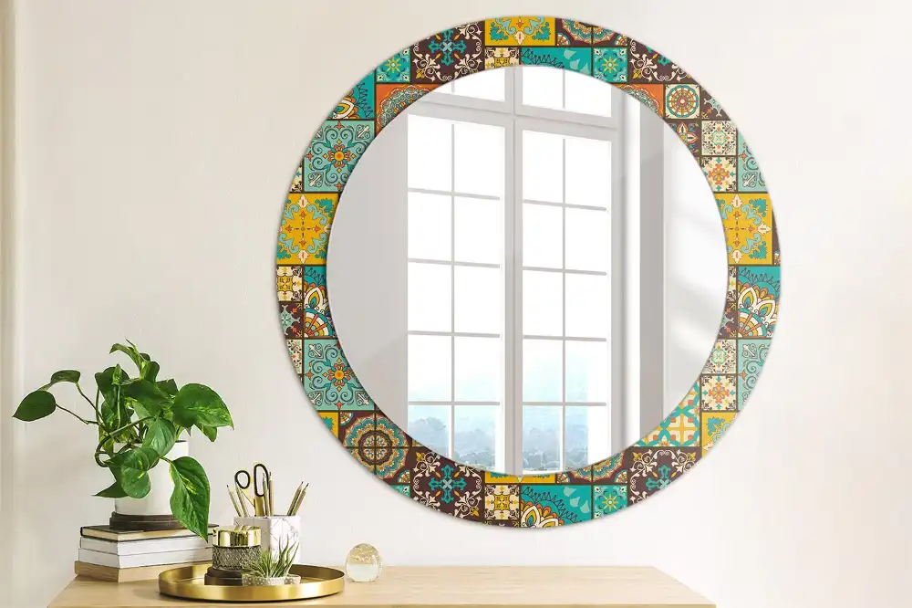 Oglindă rotundă decorativă cu model arab