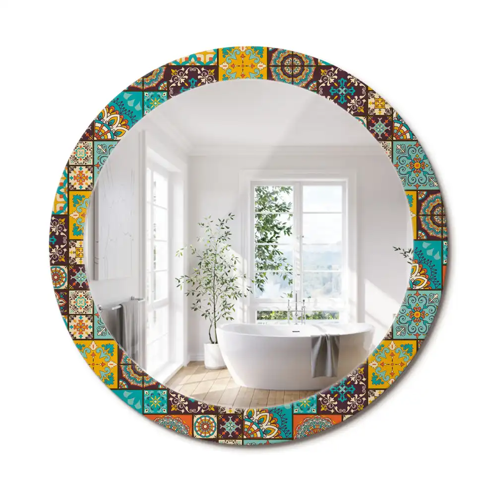 Oglindă rotundă decorativă cu model arab