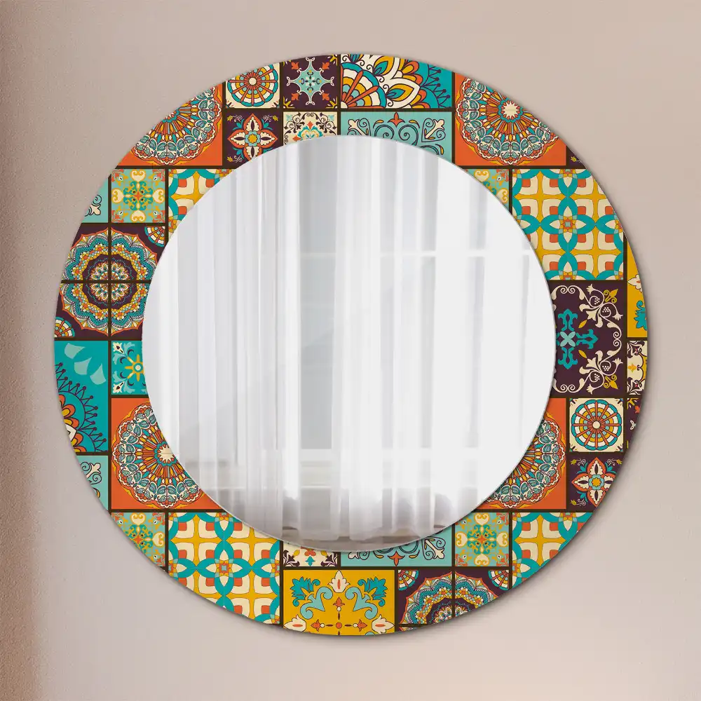 Oglindă rotundă decorativă cu model arab