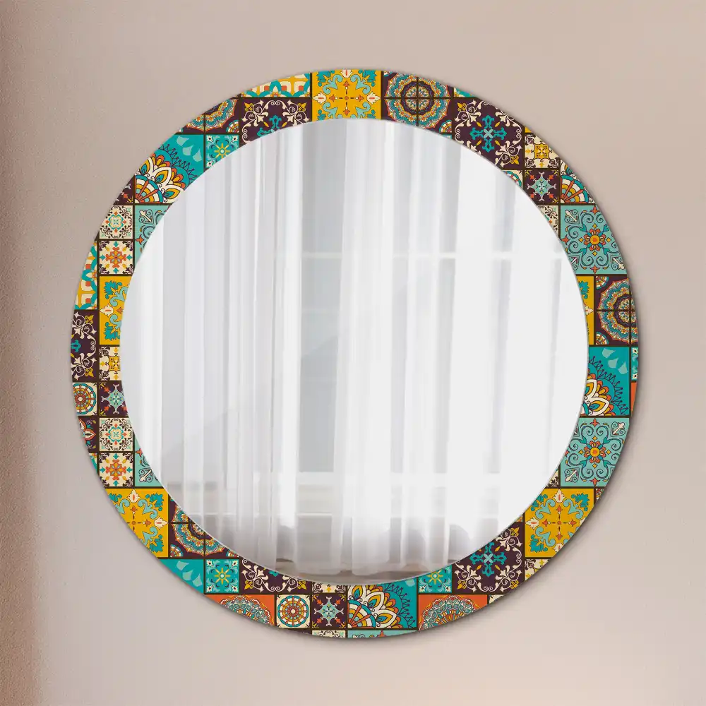 Oglindă rotundă decorativă cu model arab