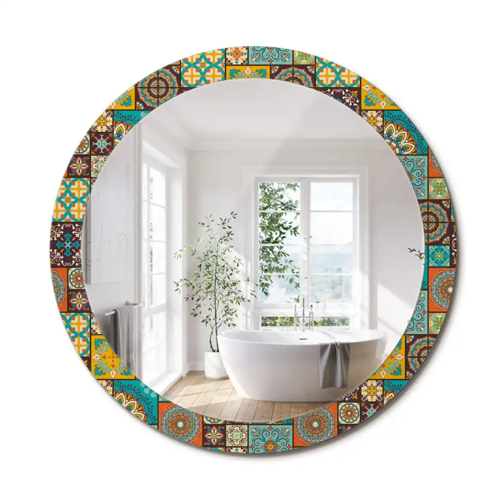 Oglindă rotundă decorativă cu model arab
