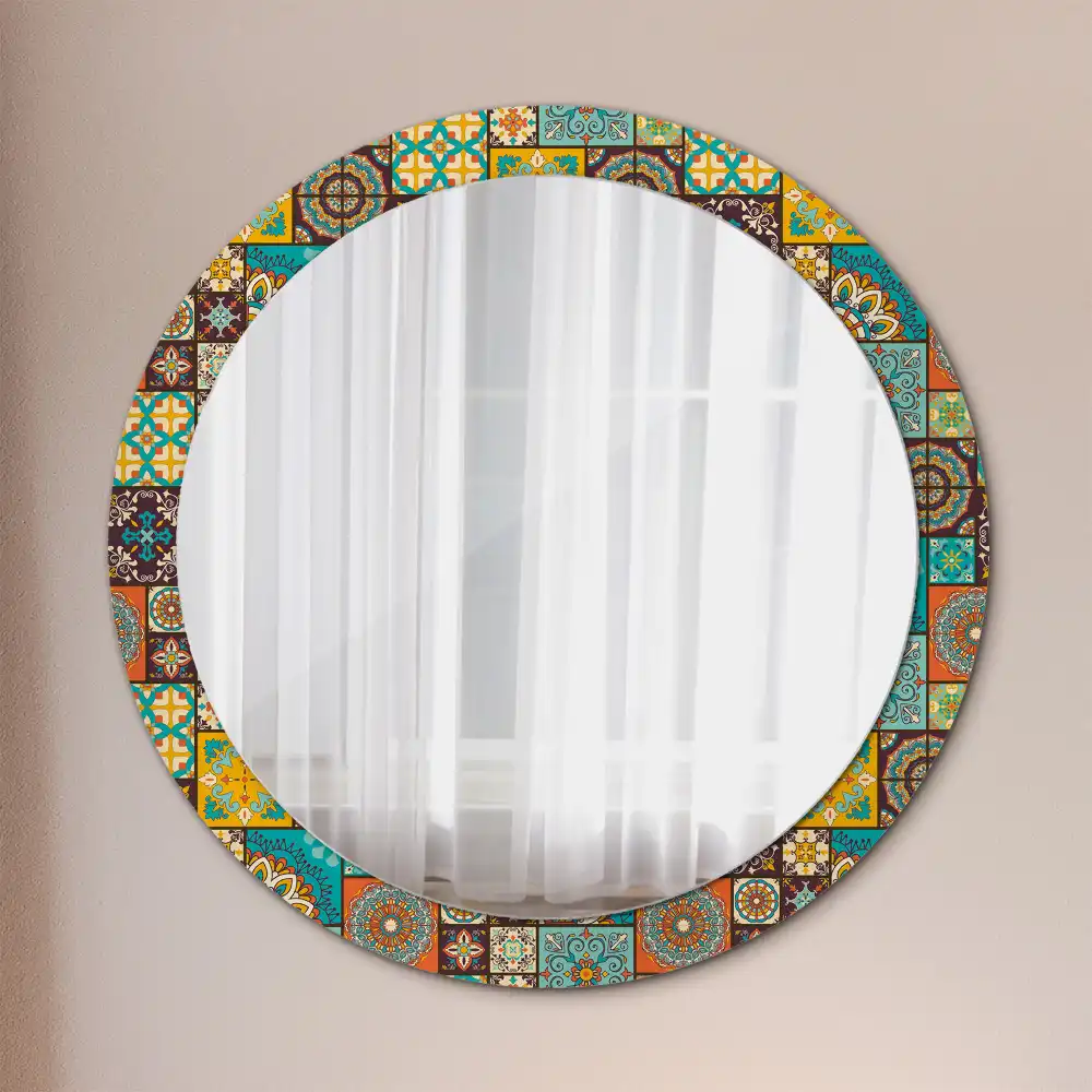 Oglindă rotundă decorativă cu model arab
