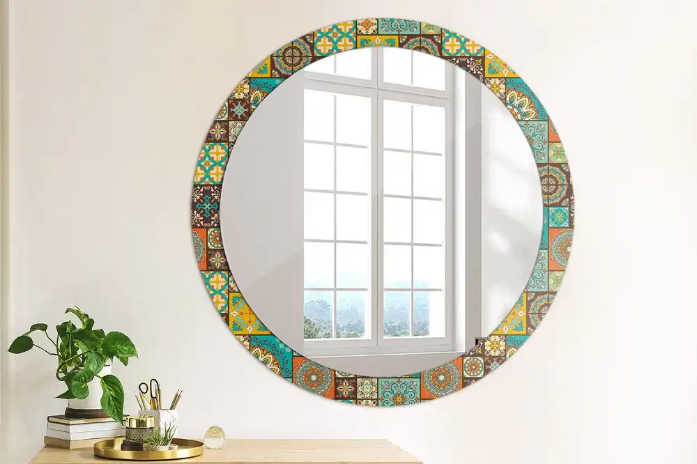 Oglindă rotundă decorativă cu model arab