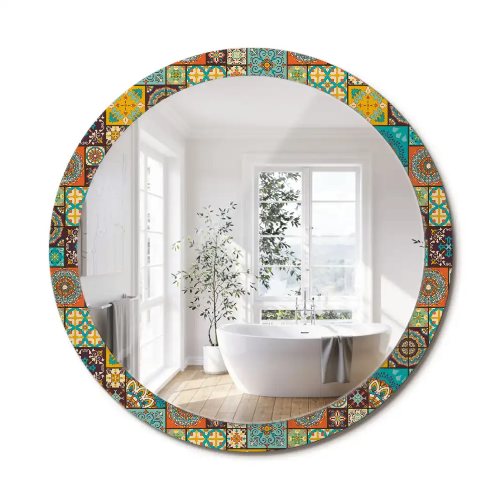 Oglindă rotundă decorativă cu model arab