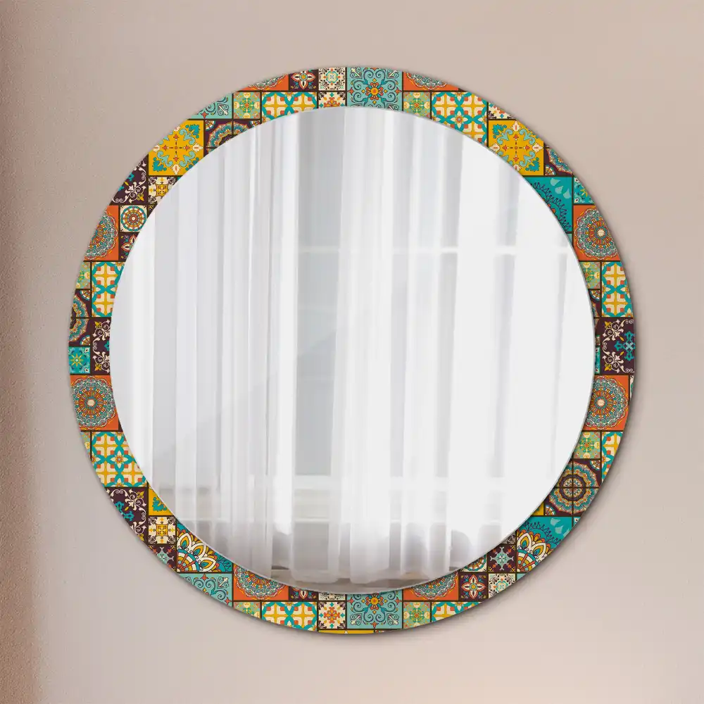 Oglindă rotundă decorativă cu model arab