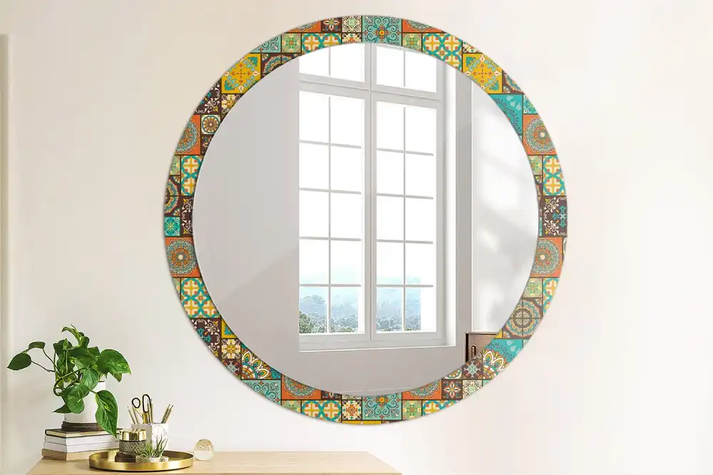 Oglindă rotundă decorativă cu model arab