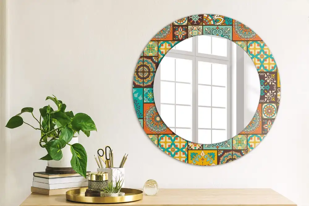 Oglindă rotundă decorativă cu model arab