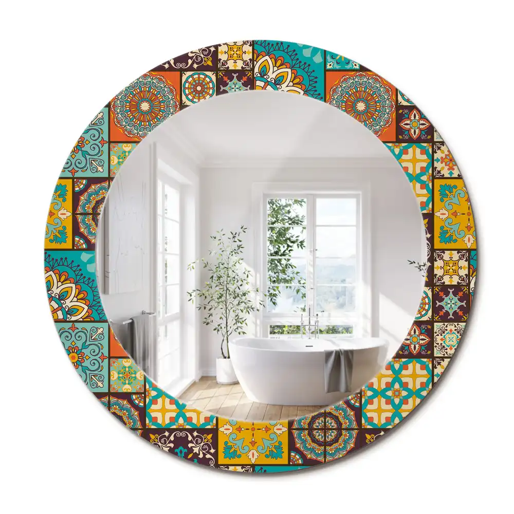 Oglindă rotundă decorativă cu model arab