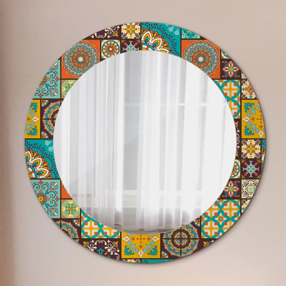 Oglindă rotundă decorativă cu model arab