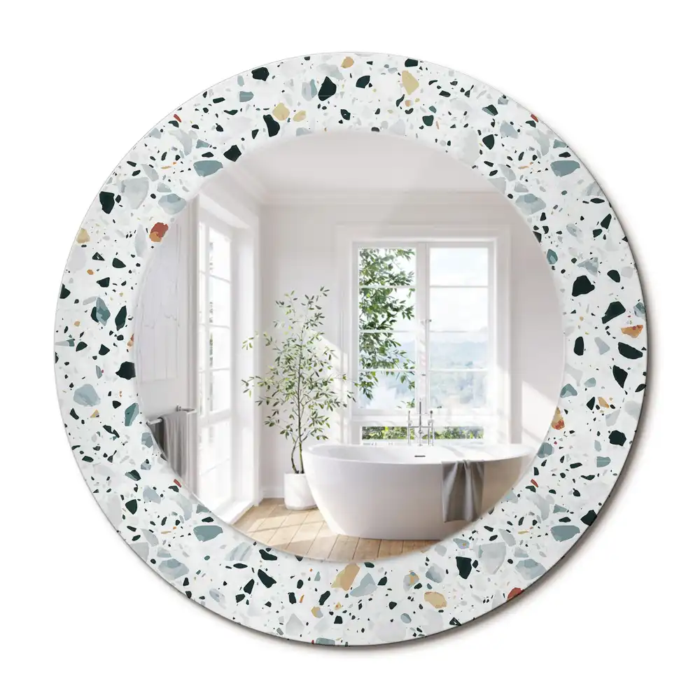 Oglindă rotundă decorativă de perete din piatră naturală