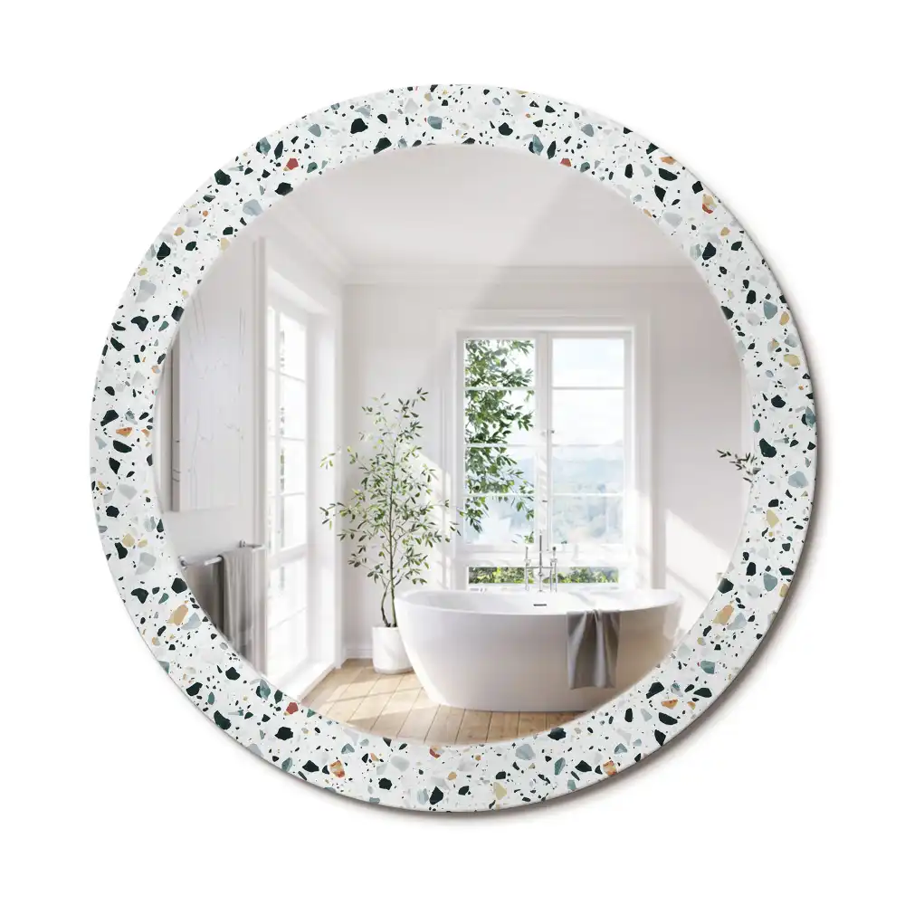 Oglindă rotundă decorativă de perete din piatră naturală