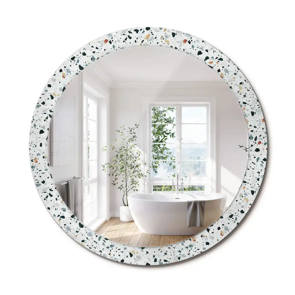 Oglindă rotundă decorativă de perete din piatră naturală