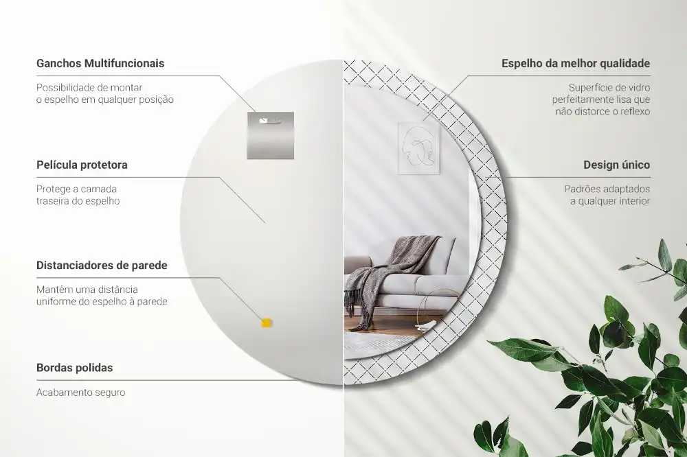 Oglinda rotunda imprimata linii transversale