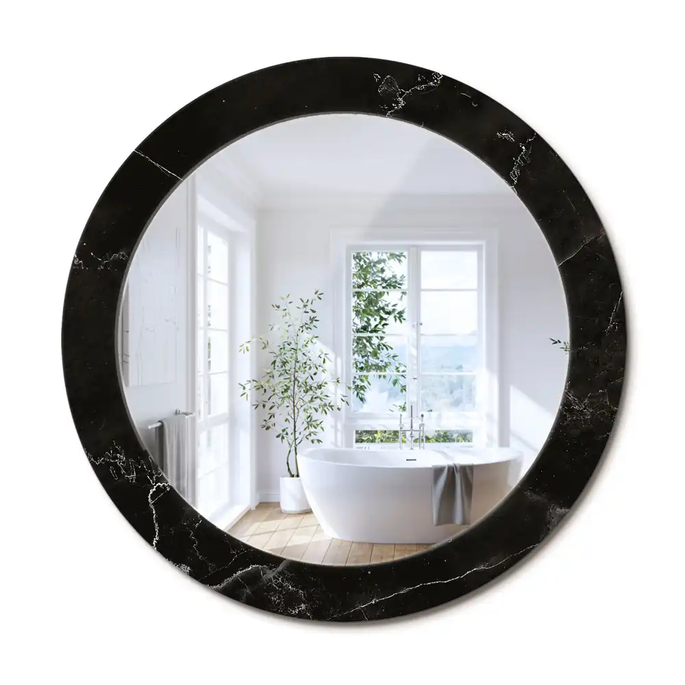 Oglindă rotundă decorativă de perete cu aspect de marmură