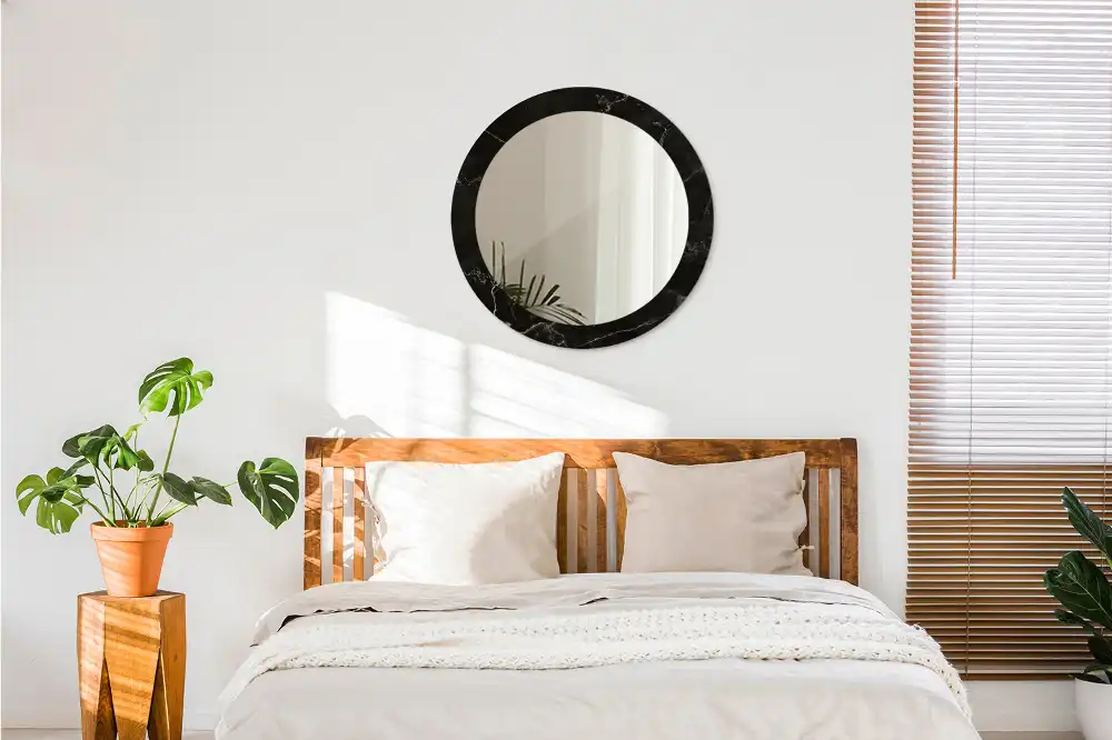 Oglindă rotundă decorativă de perete cu aspect de marmură