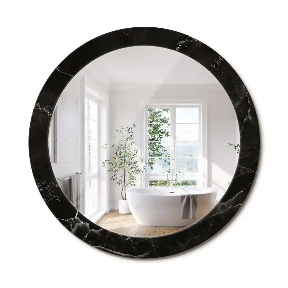 Oglindă rotundă decorativă de perete cu aspect de marmură
