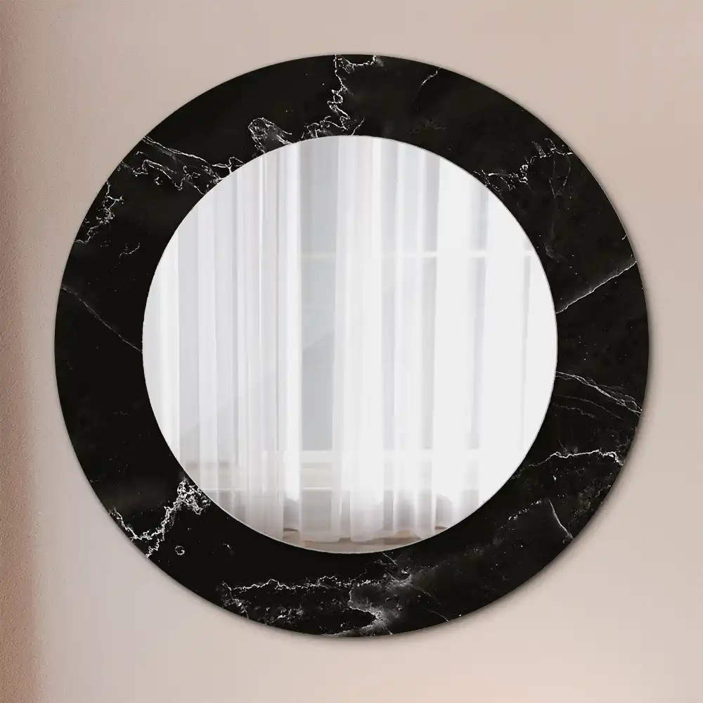 Oglindă rotundă decorativă de perete cu aspect de marmură