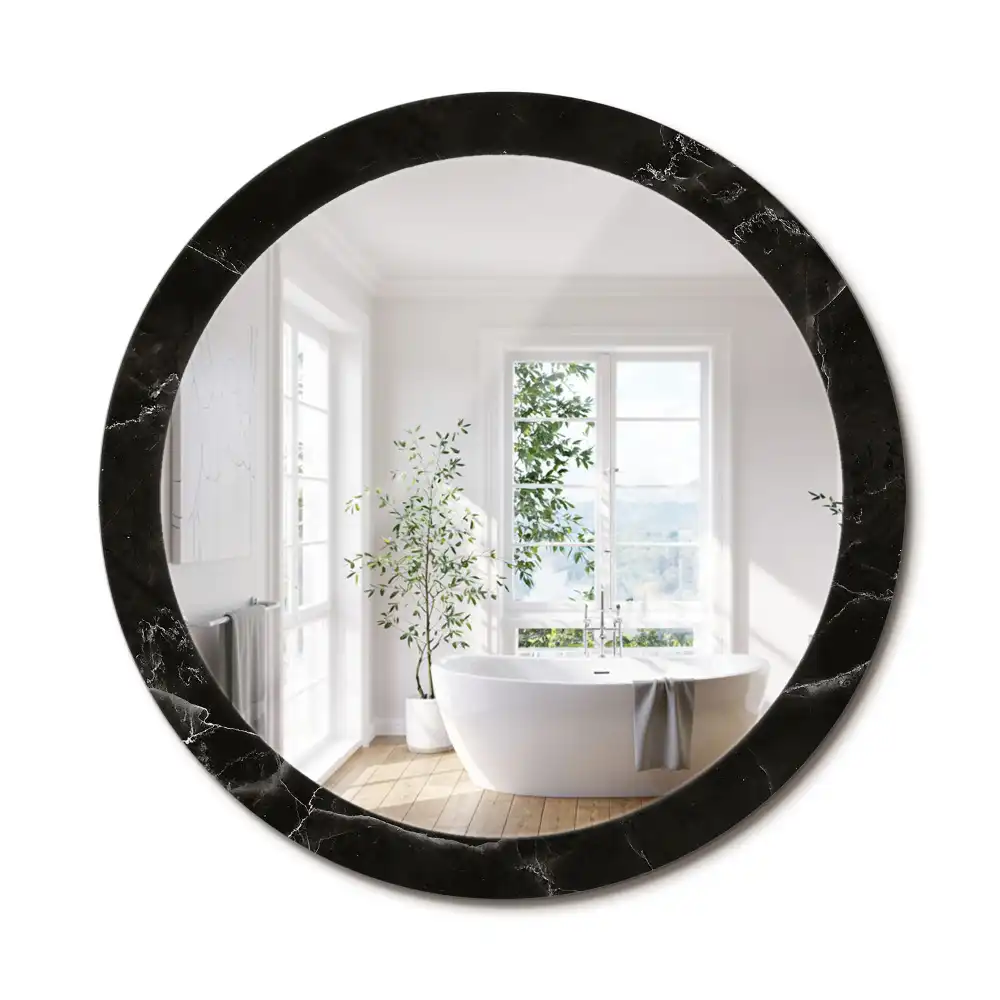 Oglindă rotundă decorativă de perete cu aspect de marmură