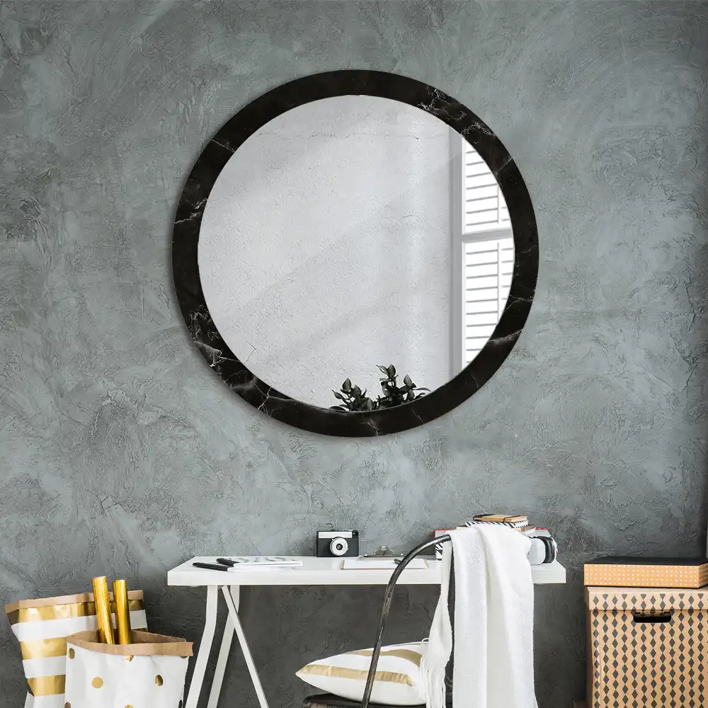 Oglindă rotundă decorativă de perete cu aspect de marmură
