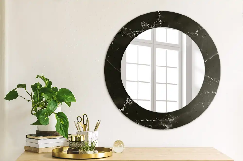 Oglindă rotundă decorativă de perete cu aspect de marmură