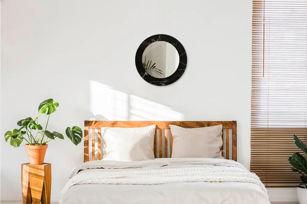 Oglindă rotundă decorativă de perete cu aspect de marmură
