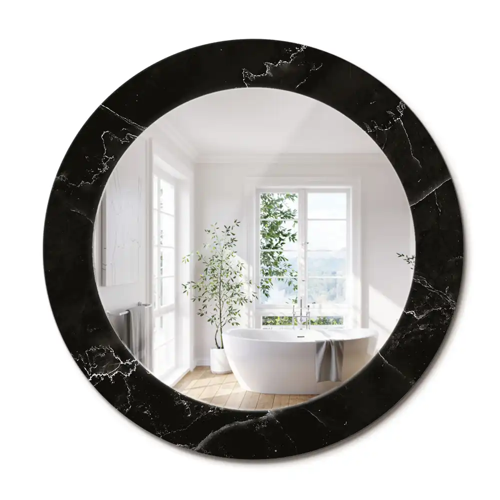 Oglindă rotundă decorativă de perete cu aspect de marmură