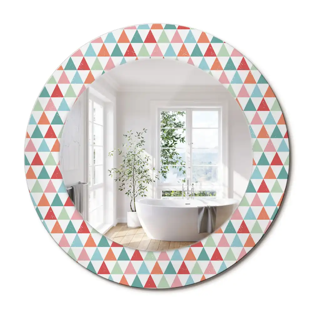 Oglindă rotundă decorativă de perete cu model geometric