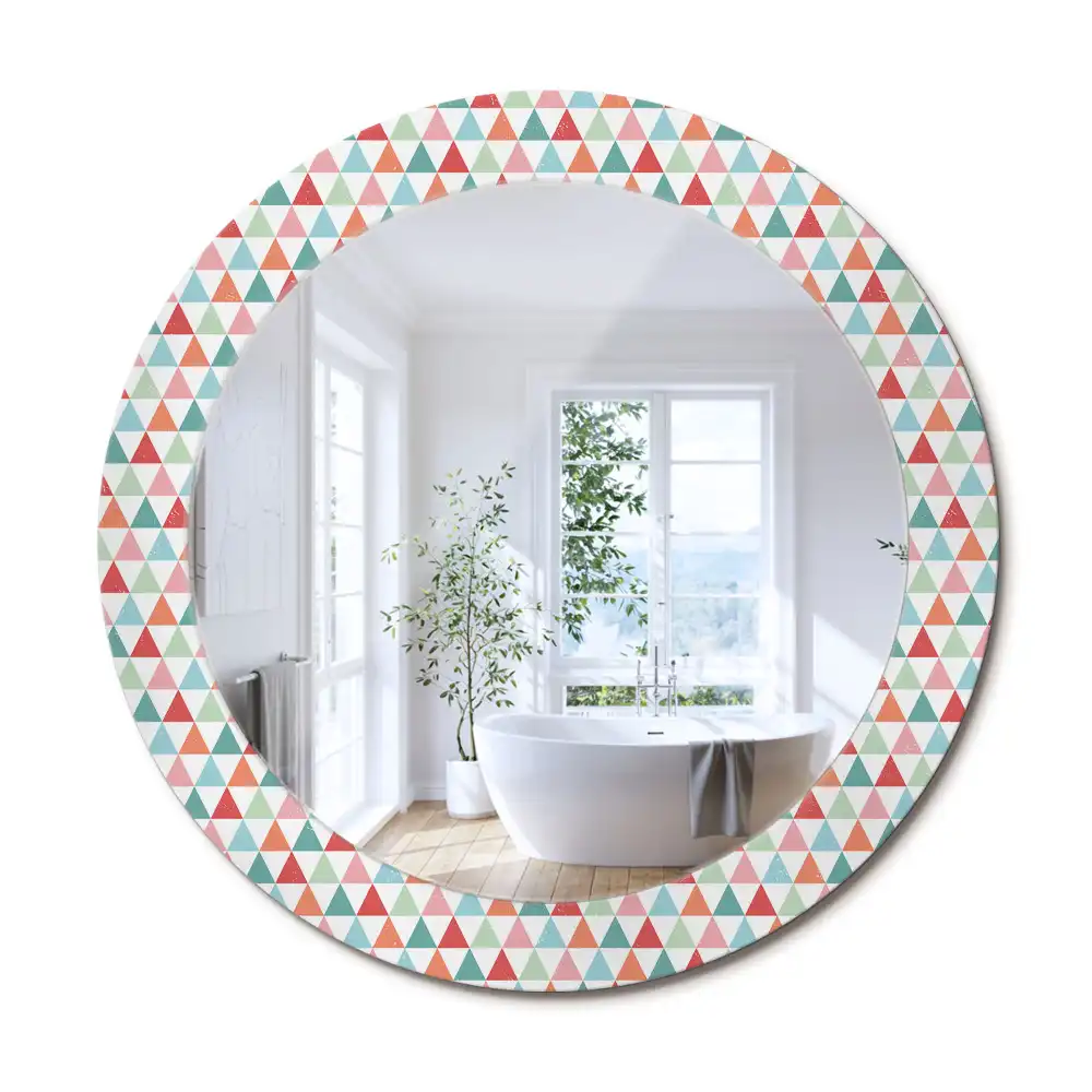 Oglindă rotundă decorativă de perete cu model geometric