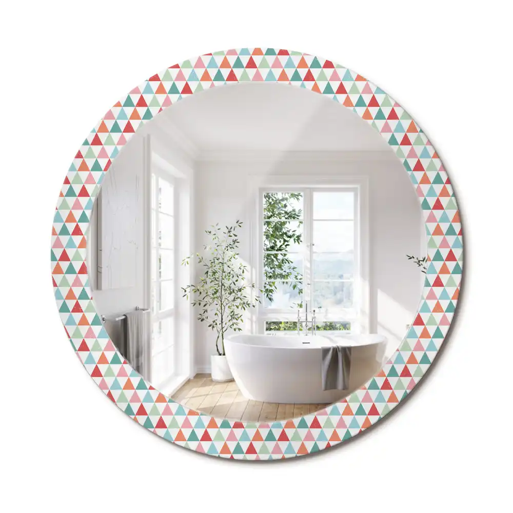 Oglindă rotundă decorativă de perete cu model geometric