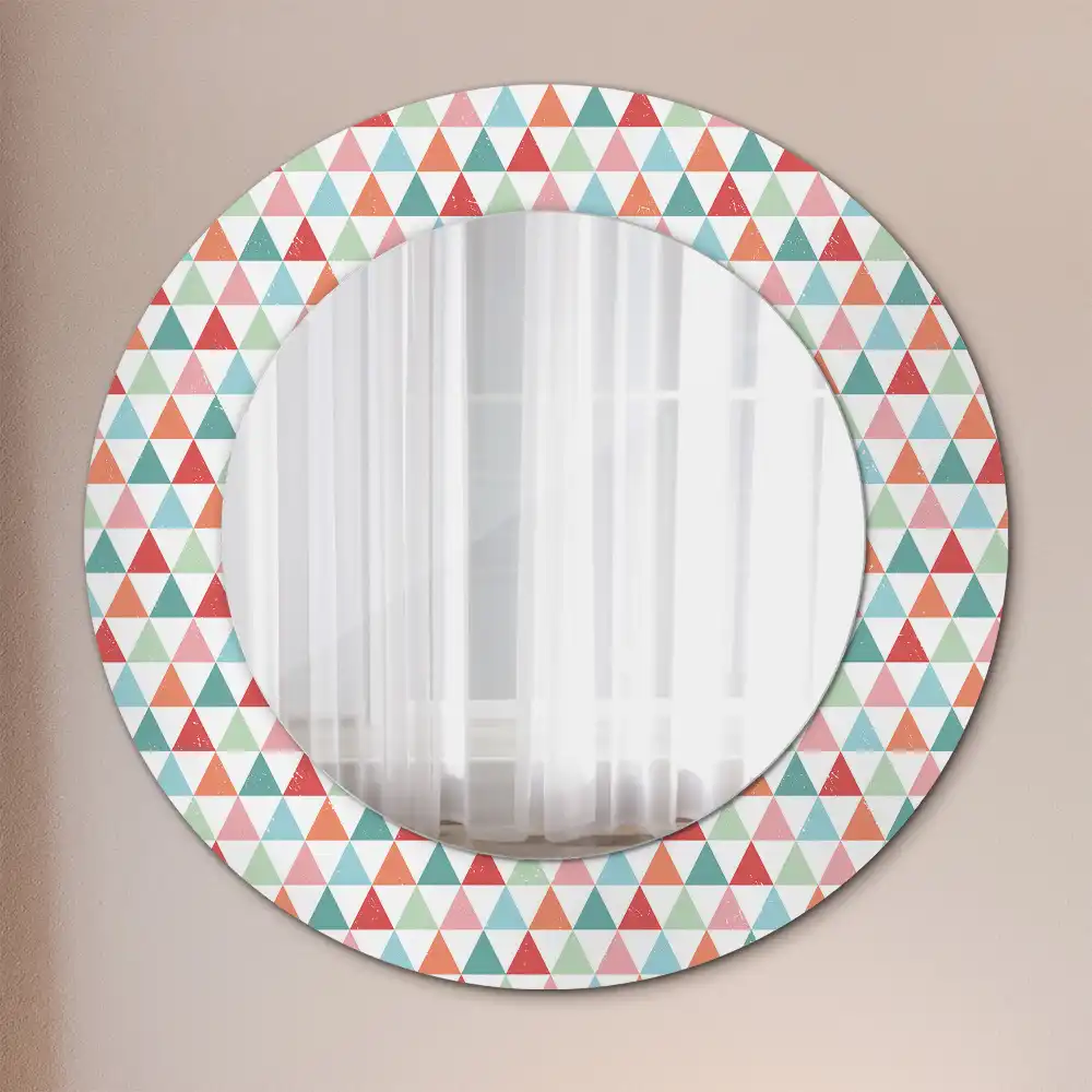Oglindă rotundă decorativă de perete cu model geometric