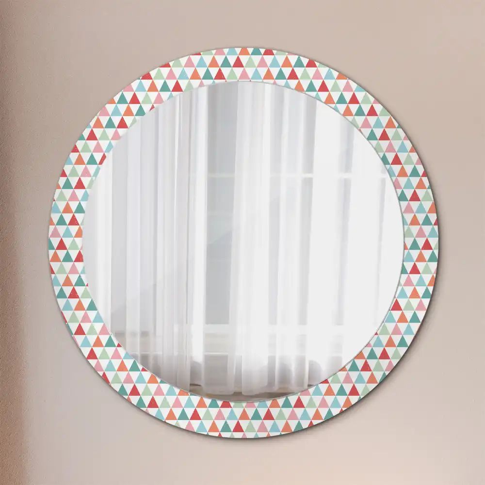 Oglindă rotundă decorativă de perete cu model geometric