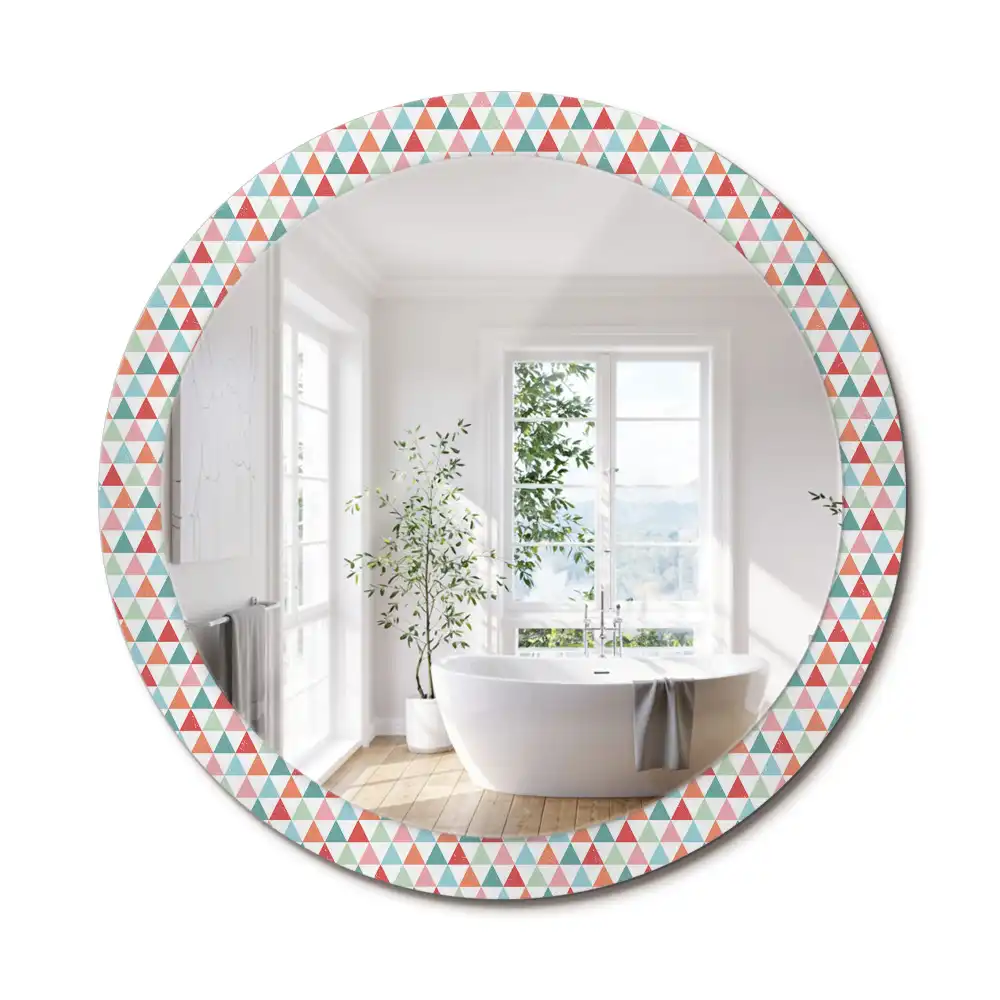 Oglindă rotundă decorativă de perete cu model geometric