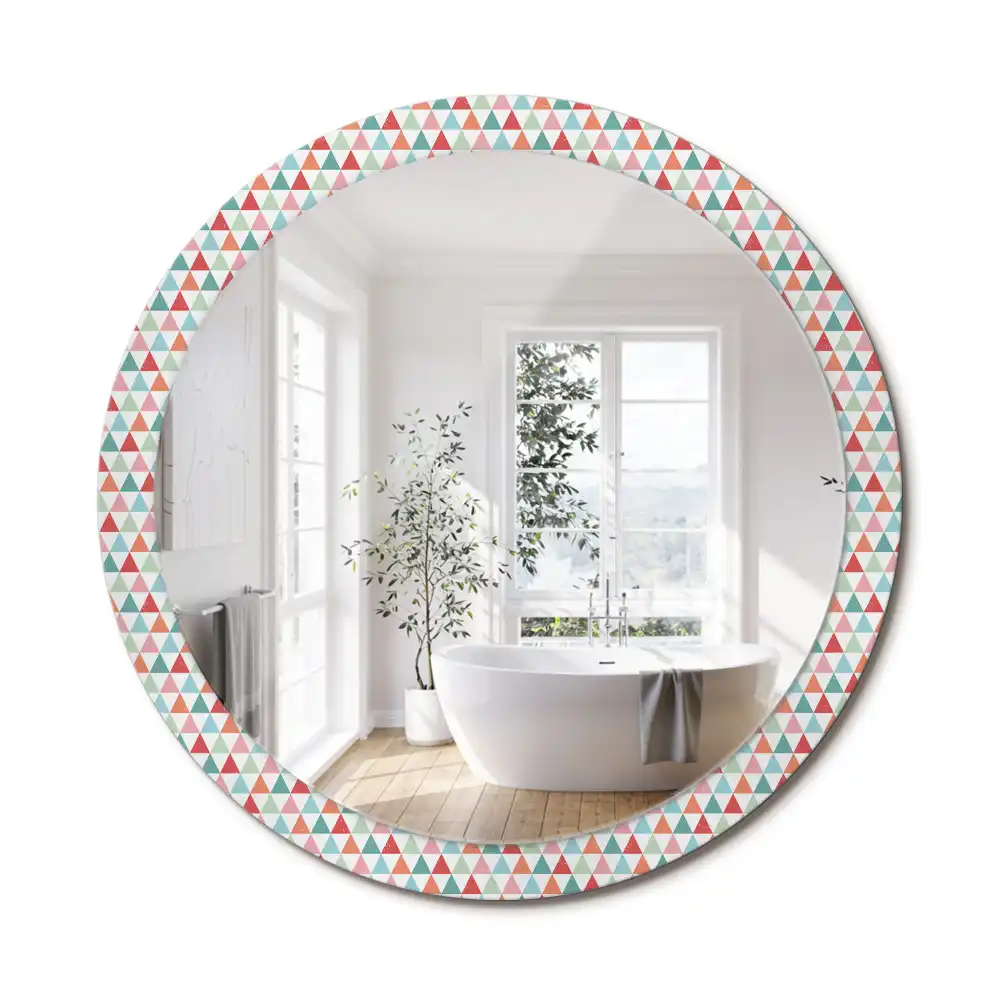 Oglindă rotundă decorativă de perete cu model geometric