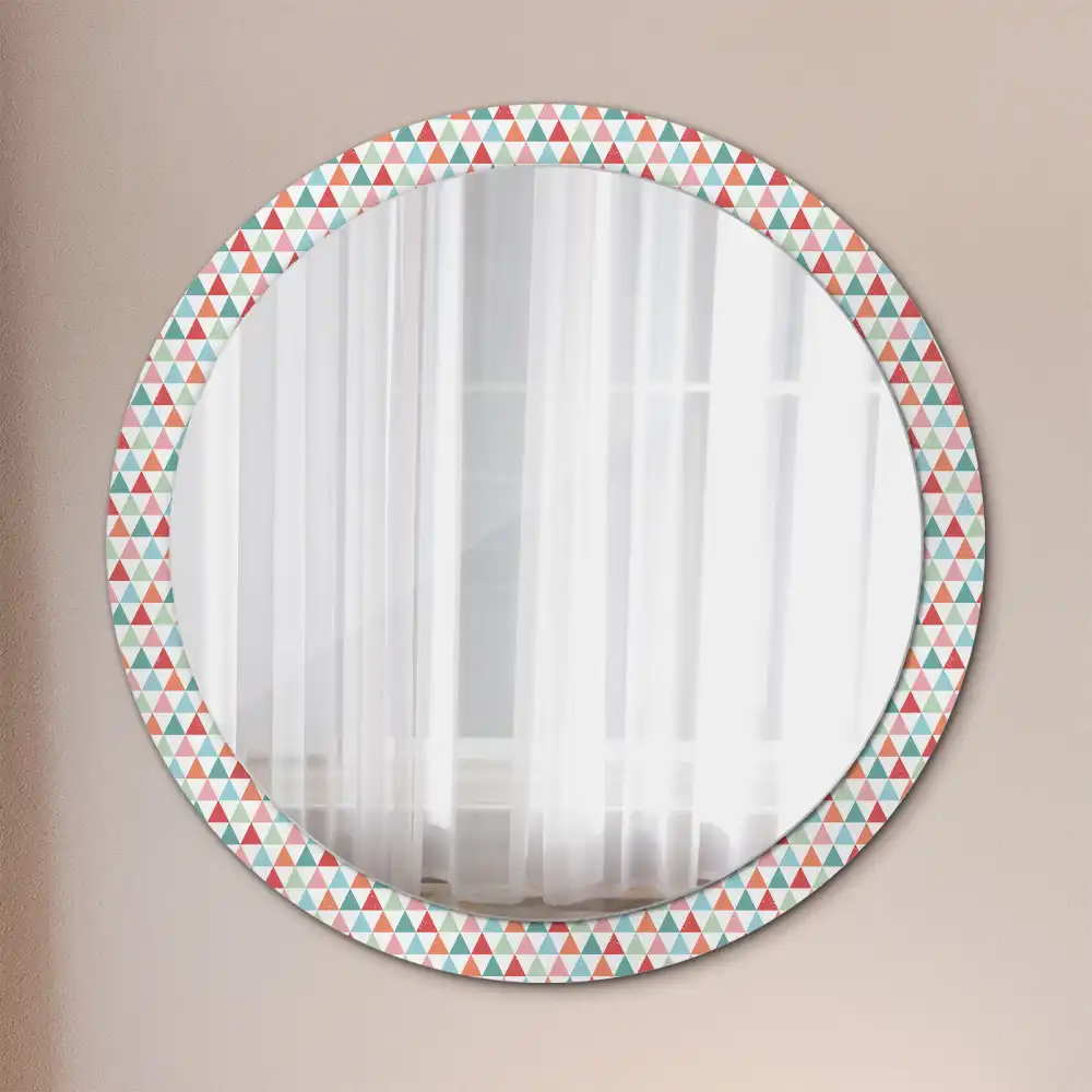 Oglindă rotundă decorativă de perete cu model geometric