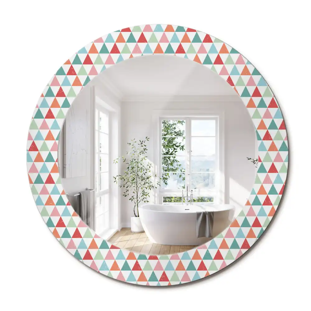 Oglindă rotundă decorativă de perete cu model geometric