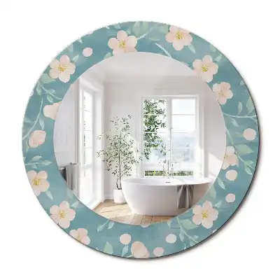 Oglindă rotundă cu imprimeu floral