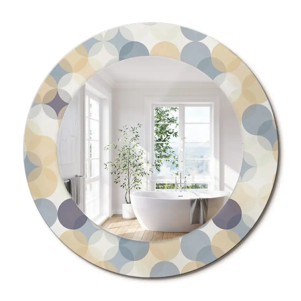 Oglindă rotundă decorativă cu cercuri geometrice