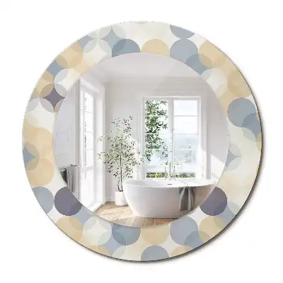 Oglindă rotundă decorativă cu cercuri geometrice