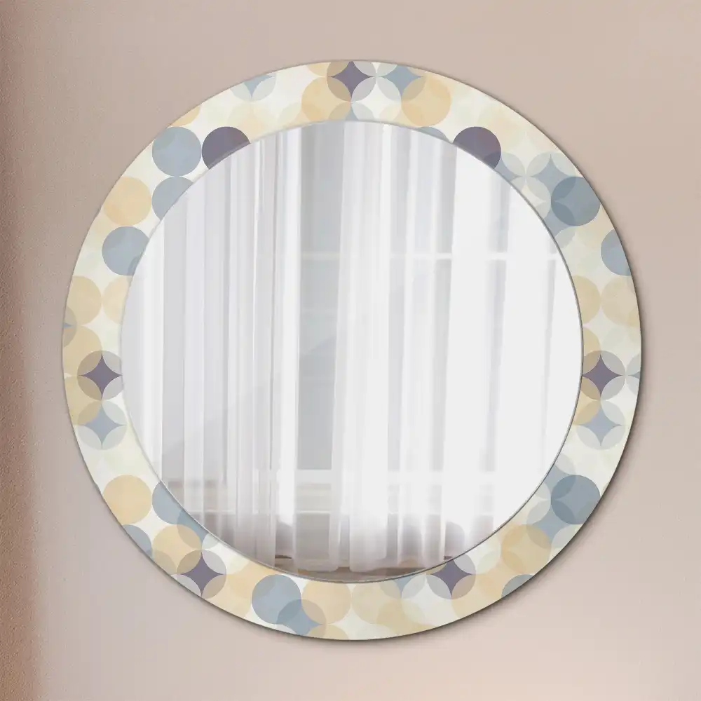 Oglindă rotundă decorativă cu cercuri geometrice