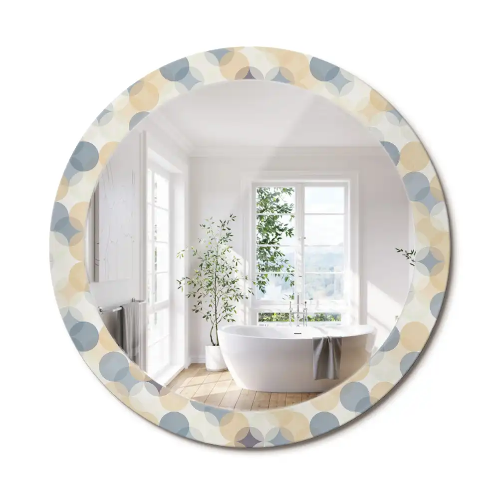 Oglindă rotundă decorativă cu cercuri geometrice