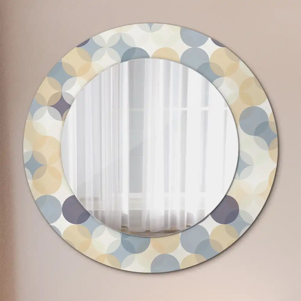 Oglindă rotundă decorativă cu cercuri geometrice