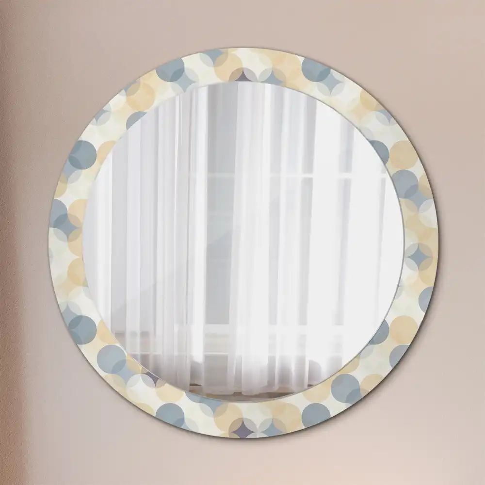 Oglindă rotundă decorativă cu cercuri geometrice