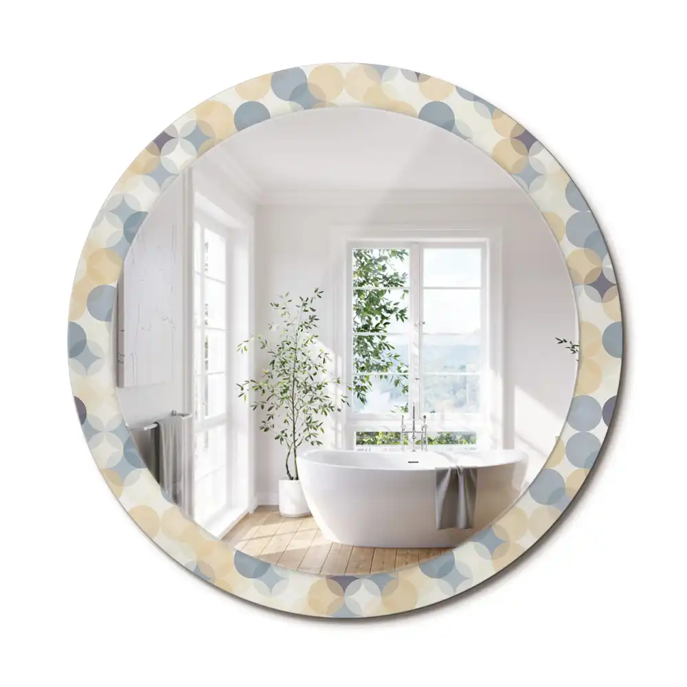 Oglindă rotundă decorativă cu cercuri geometrice